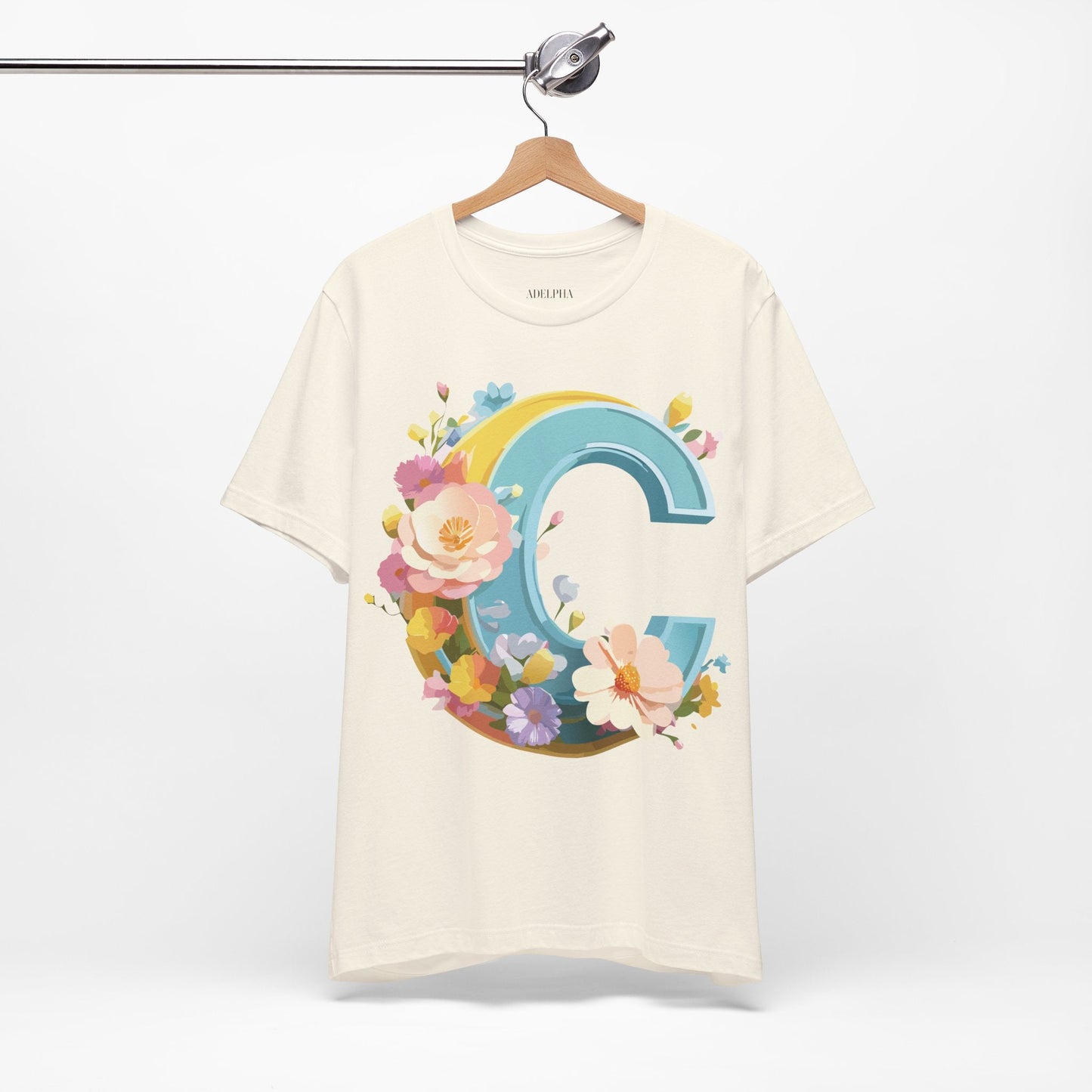 Letter C Shirt Graphic Tee Unisex Vintage Art Design Tee Adelpha Premium Short Sleeve