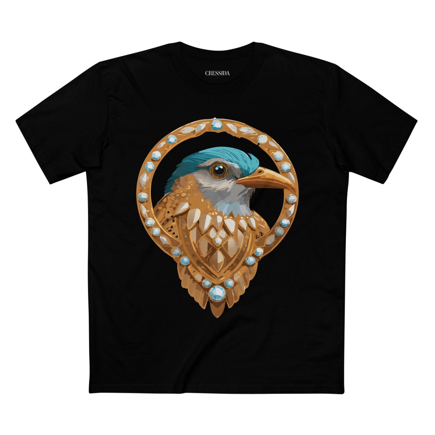 Bird Graphic Unisex 100 Cotton Tee With Unique Animal Golden Medallion Art Design 24