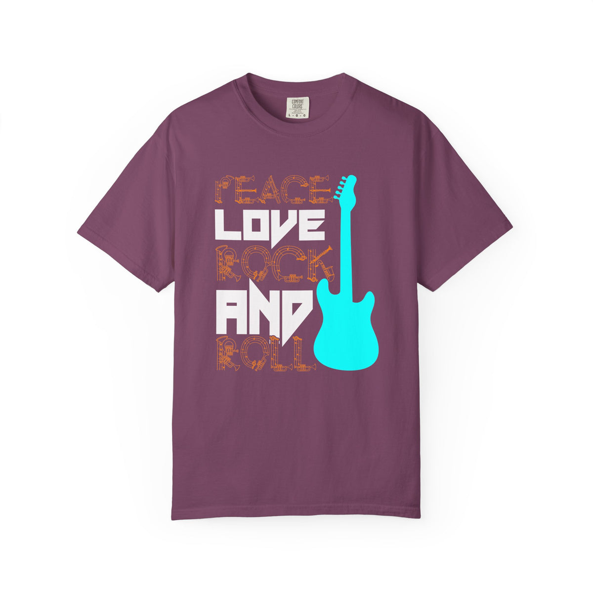 Love and Rock Guitar T-shirt Peace Rock Music Unisex Cotton Tee 078