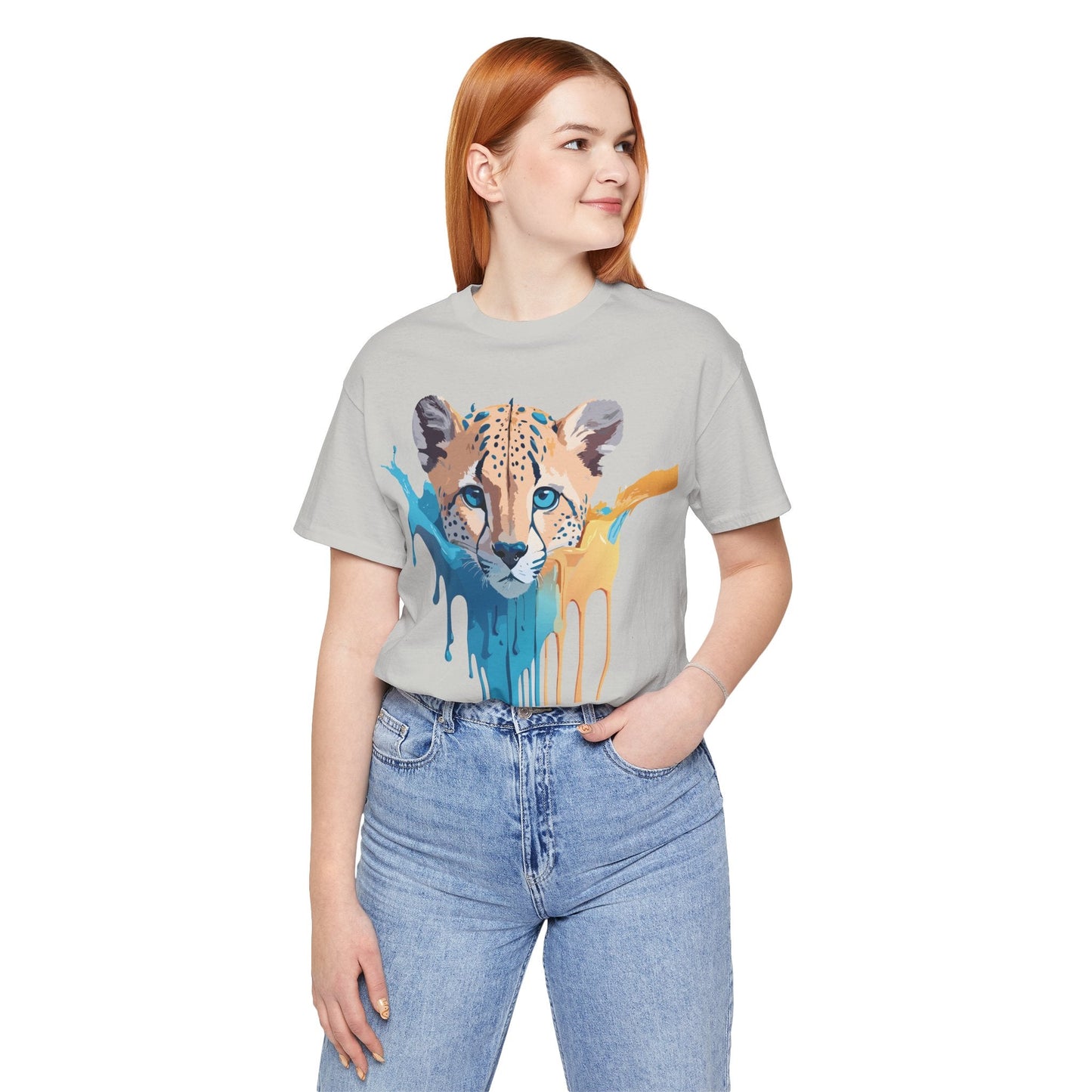 Adelpha Cheetah Graphic Jersey Tee Unisex Short Sleeve Art Design