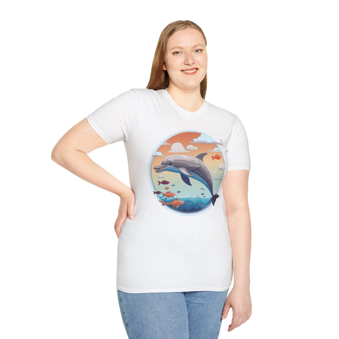 Dolphin Shirt Unisex Gildan Softstyle Cotton Tee For Men Women Dolphin Fish Animal Shirt