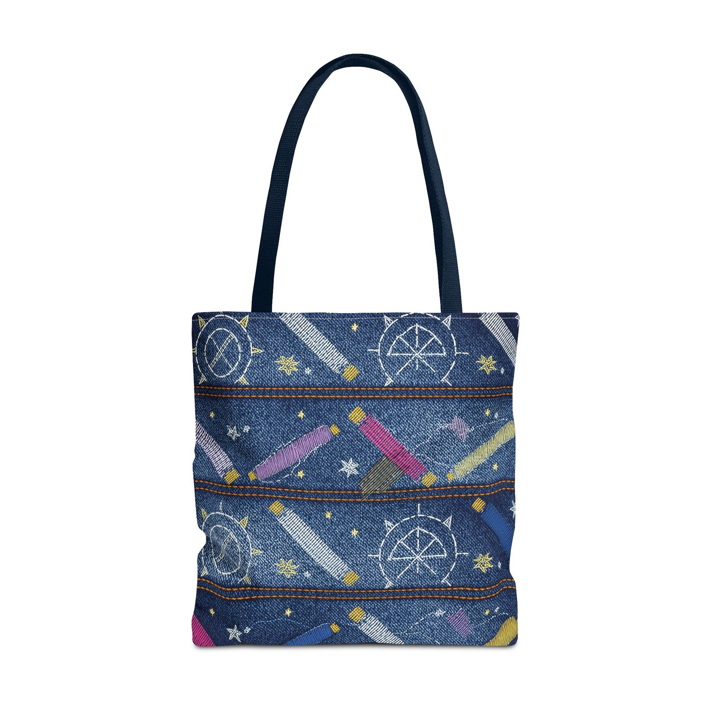 Denim Fabric Imitation Print Unisex Canvas Bag Poly Spun 3 Sizes Tote Bag 183-9