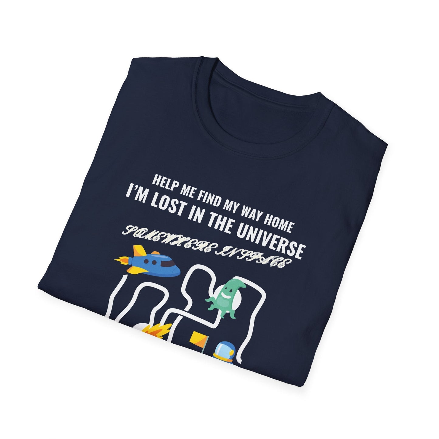 Lost in the Universe TShirt Unisex Cotton Cute Space Maze Graphic Tee