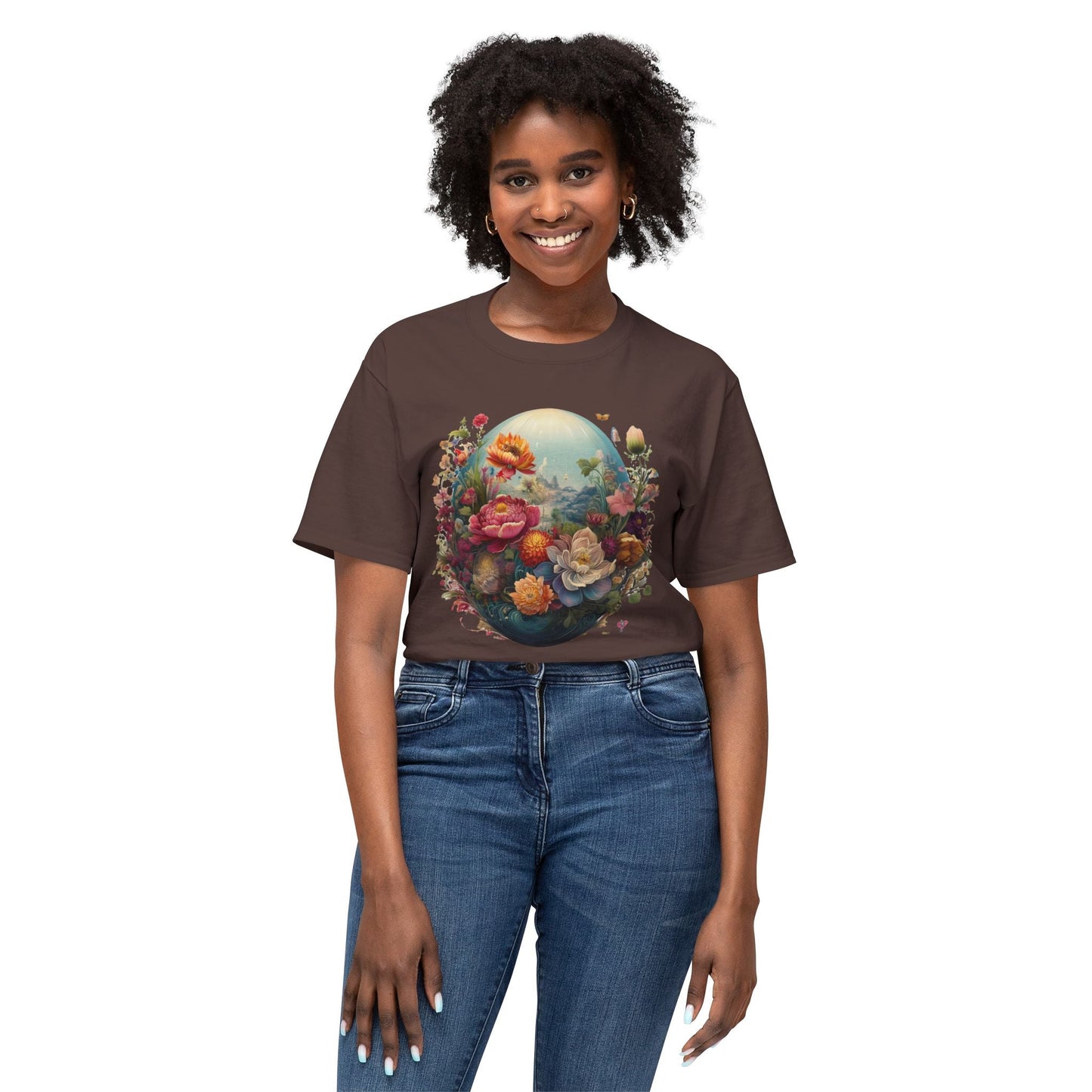 Unisex Floral T Shirt With Vintage Flower Art Print Cotton Tee For Men Women Everyday Wear