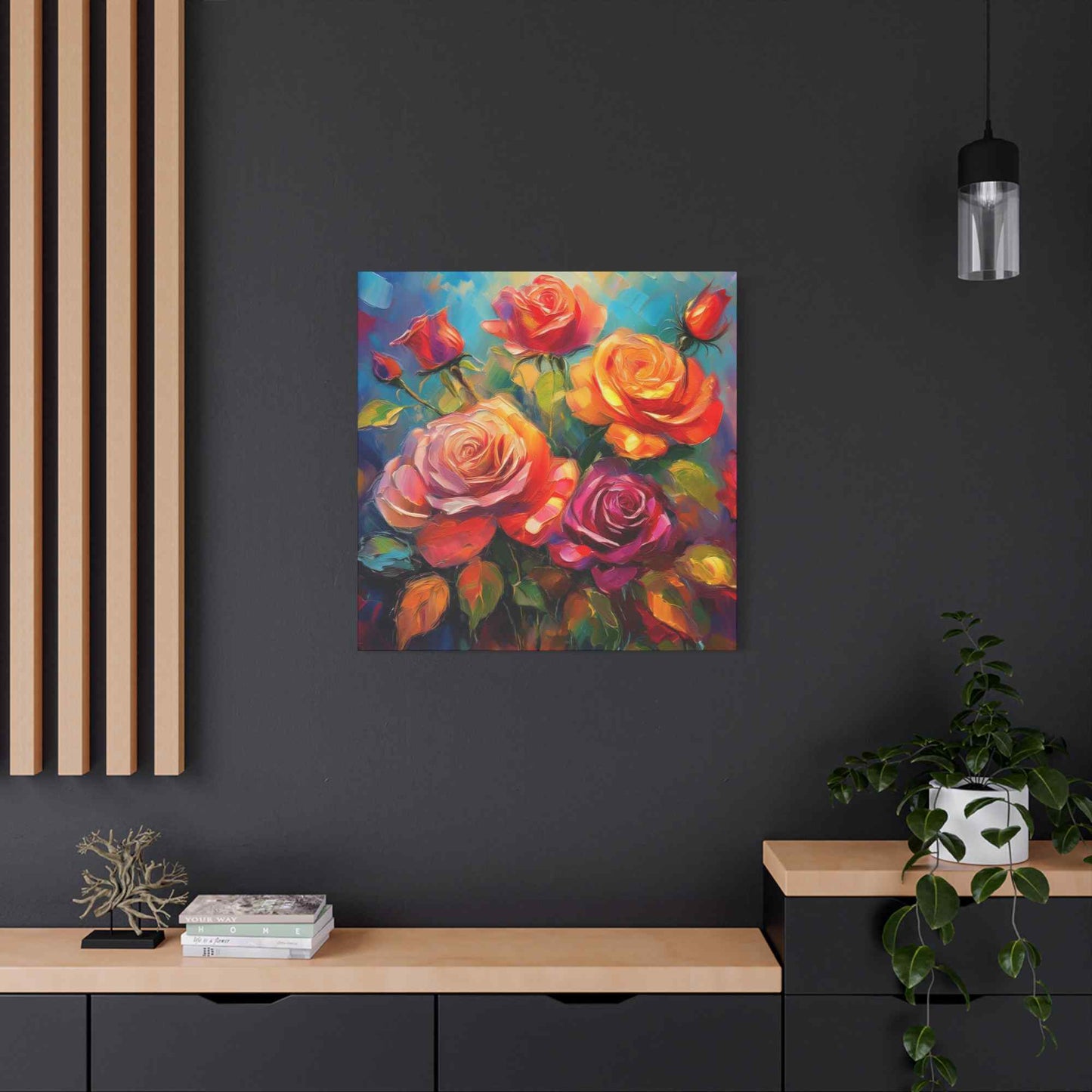 Orange Roses Print Canvas, Roses Oil Paint Print 20x20, 24x24, 30x30, 32x32, 36x36, Floral Art Design Print Non-Frame MC-17