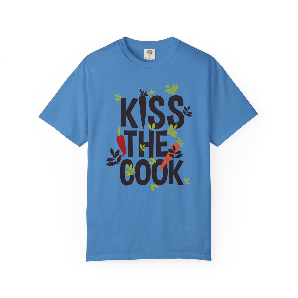 Kiss The Cook Chef Kitchen Cooking Graphic Unisex Comfort Colors Garment-Dyed Heavyweight 100 Cotton Art Design T-Shirt w6
