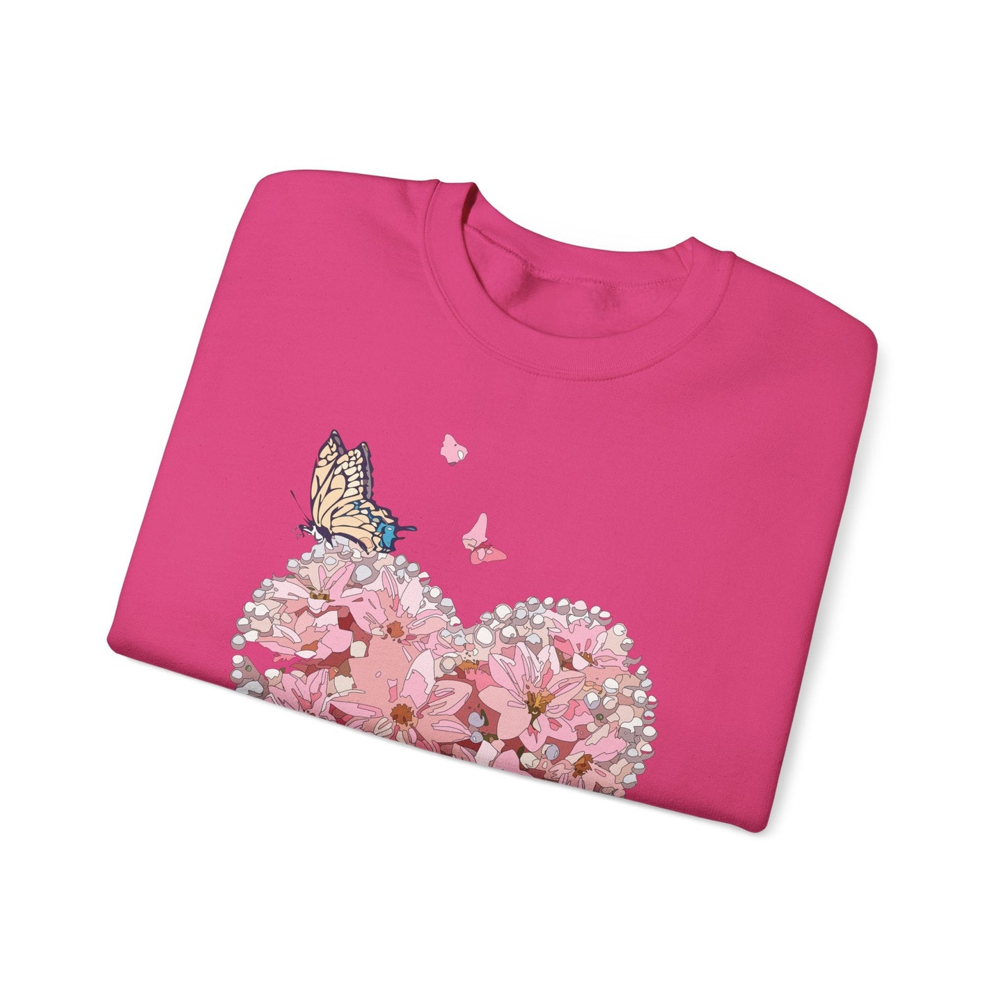 Unisex Floral Heart Sweatshirt with Love Floral Design for Valentines Day Gift Idea