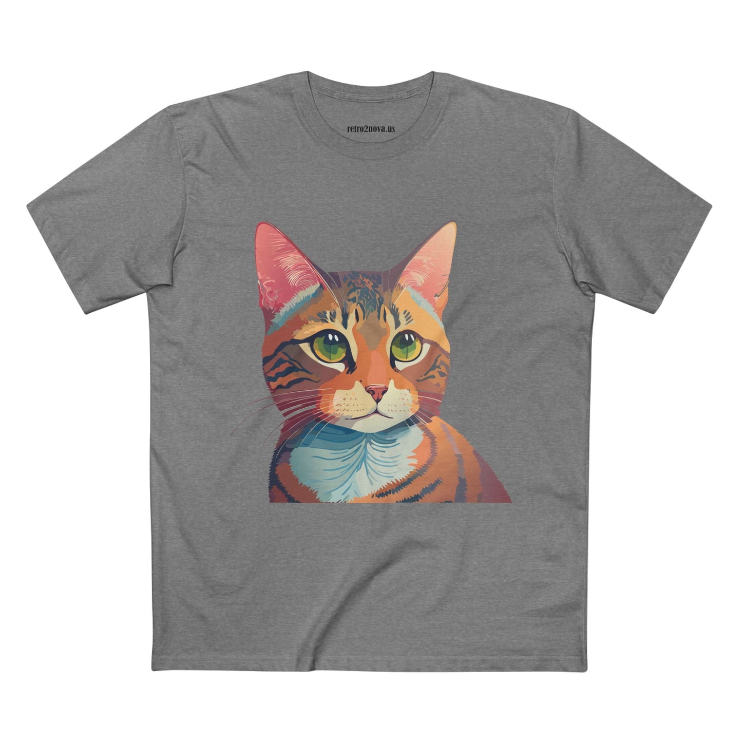 Retro2Nova Cat Art Tee Unisex Premium Cotton Shirt With Original Artwork Design Soft Breathable Comfort Everyday Wear