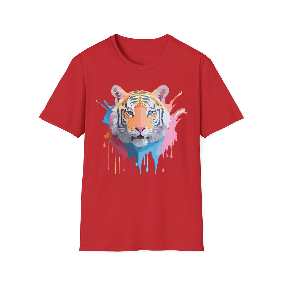 Colorful Tiger Portrait T-Shirt | Watercolor Drip Animal Tee