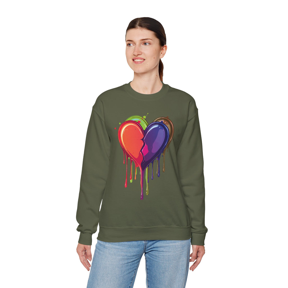 Double Bleeding Heart Sweatshirt, Big Heart Sweatshirt, Love Sweatshirt, Valentine's Day Sweatshirt, Heart Sweatshirt 119