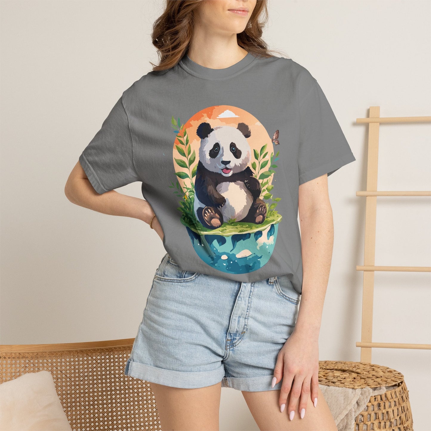Panda Portrait Graphic T-Shirt Unisex Cotton Floral Animal Art Tee pp4