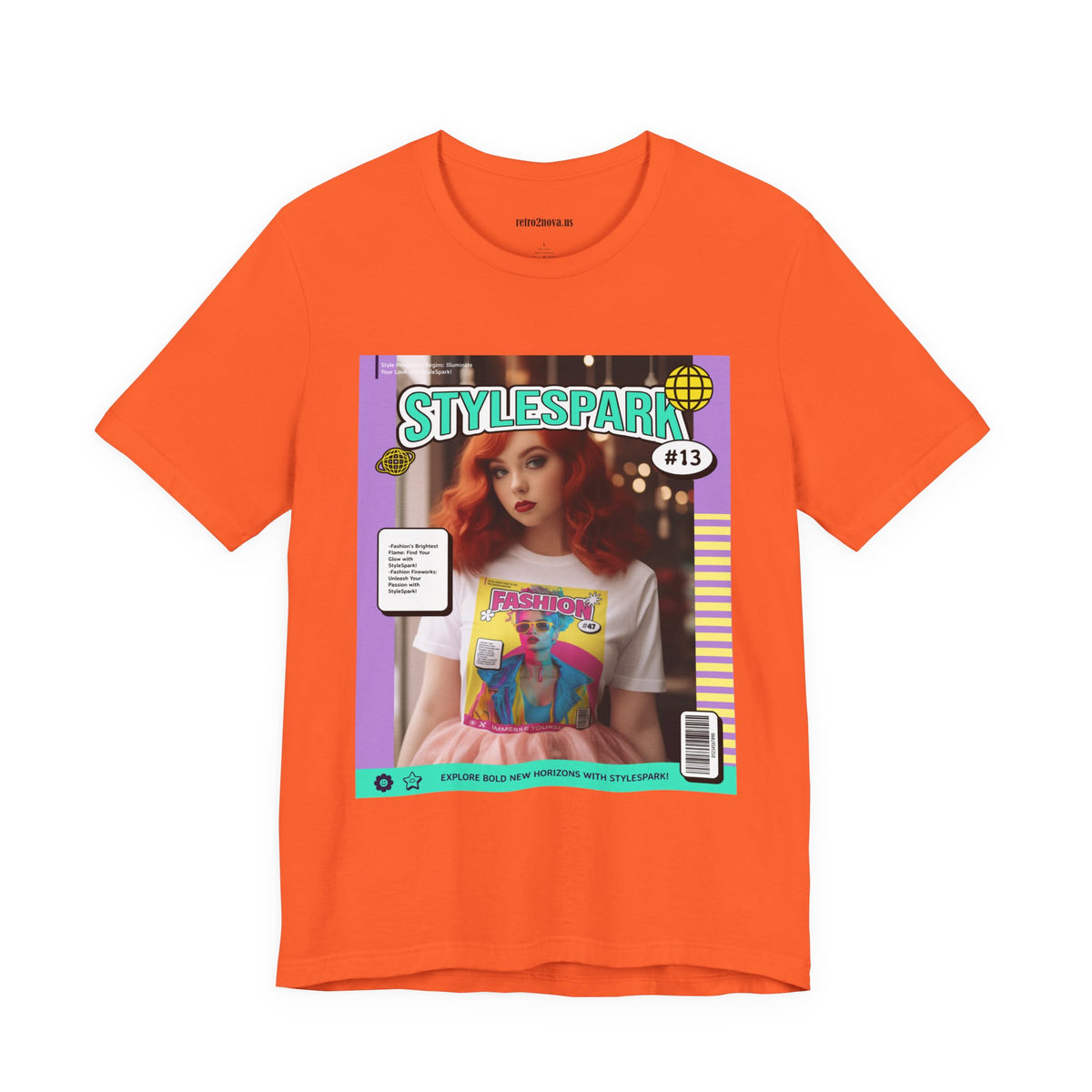 Magazine Cover Graphic Unisex Cotton Bella+Canvas Tee with Retro Poster ab34