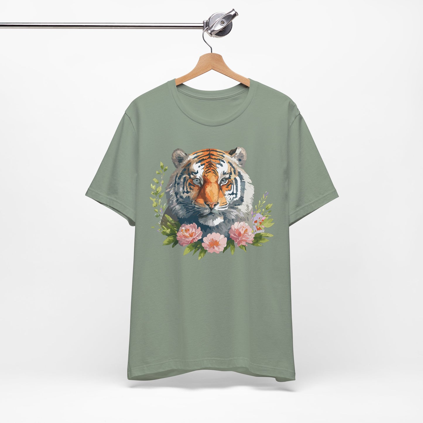 Floral Tiger Shirt, Animal Shirt, Tiger Tee, Unisex Tee, Floral T-shirt, T-Shirt with Animal