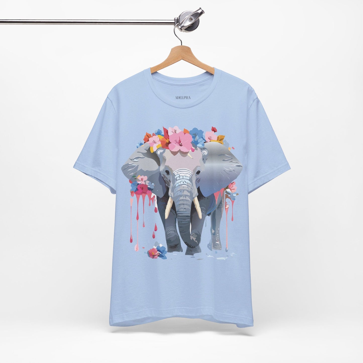 Elephant Graphic Tee Unisex Short Sleeve Jersey With Vintage Inspired Adelpha Artwork