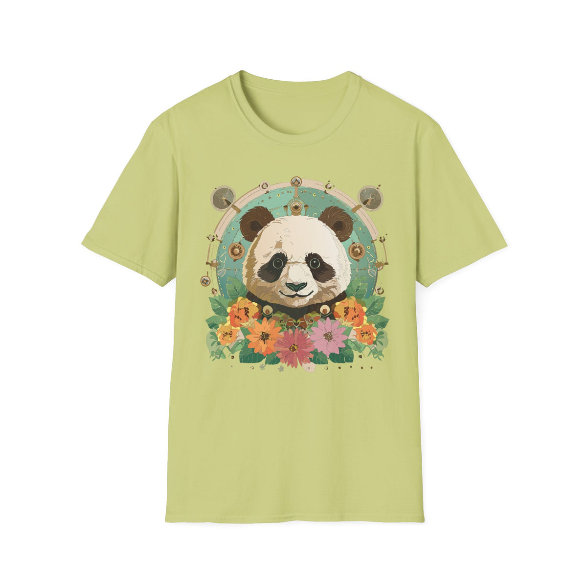 Floral Panda Portrait T-Shirt | Cute Panda Face Tee