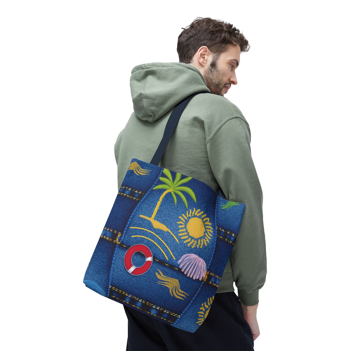 Denim Fabric Imitation Print Unisex Canvas Bag Poly Spun 3 Sizes Tote Bag 182-5