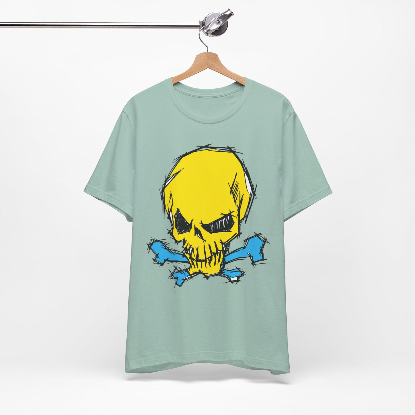 2-Yellow Skull Graphic Design Tee, Skull Shirt, Vintage Tees, Art Design T-Shirt, Vintage Graphic Tee, Art Shirts with Skulls