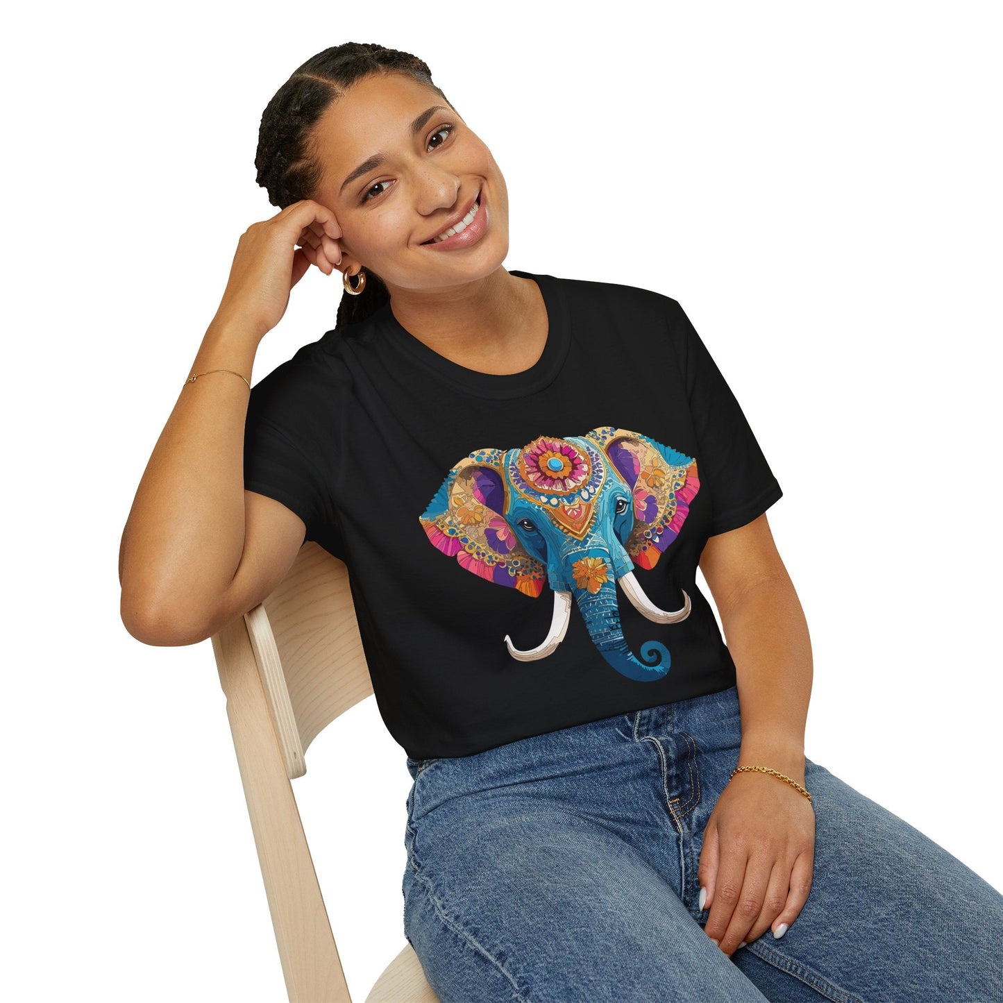 Unisex Elephant Graphic Tee Gildan Softstyle Cotton T Shirt Animal Print Comfortable Wear