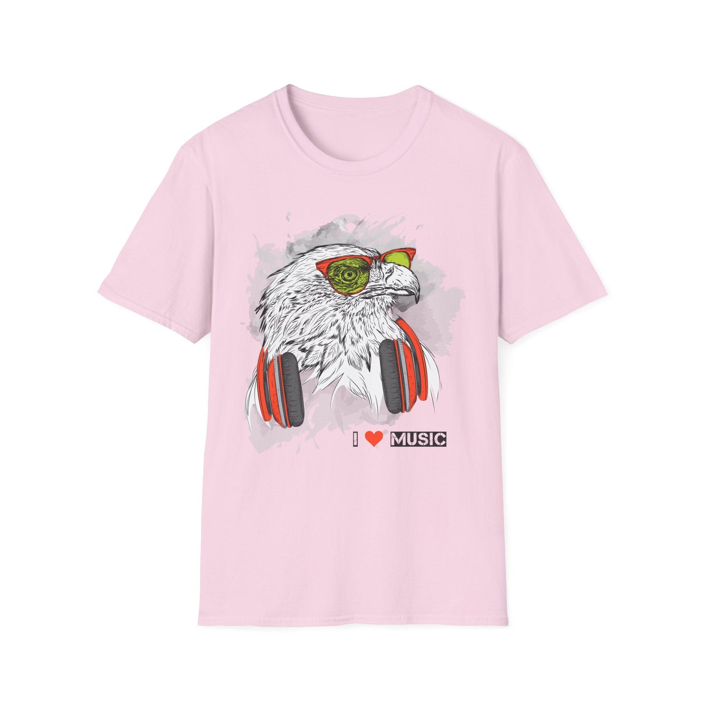 I Love Music Animals Shirt With Headphones Unisex Gildan Softstyle 64000 Tee Premium