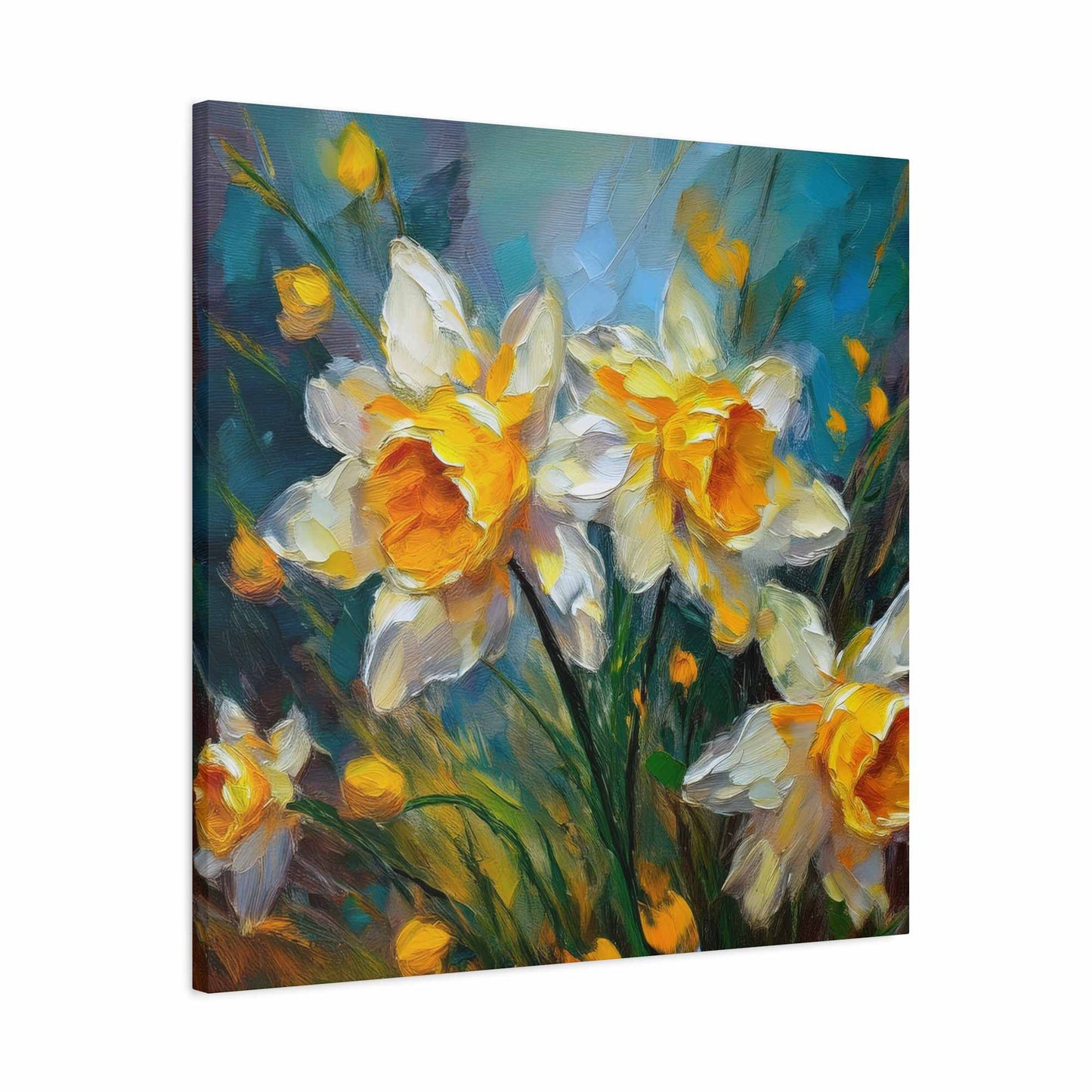 Narcissus Print Canvas, Floral Oil Paint Print 20x20, 24x24, 30x30, 32x32, 36x36 Art Design Pine-Wood Inner Frame MC-175