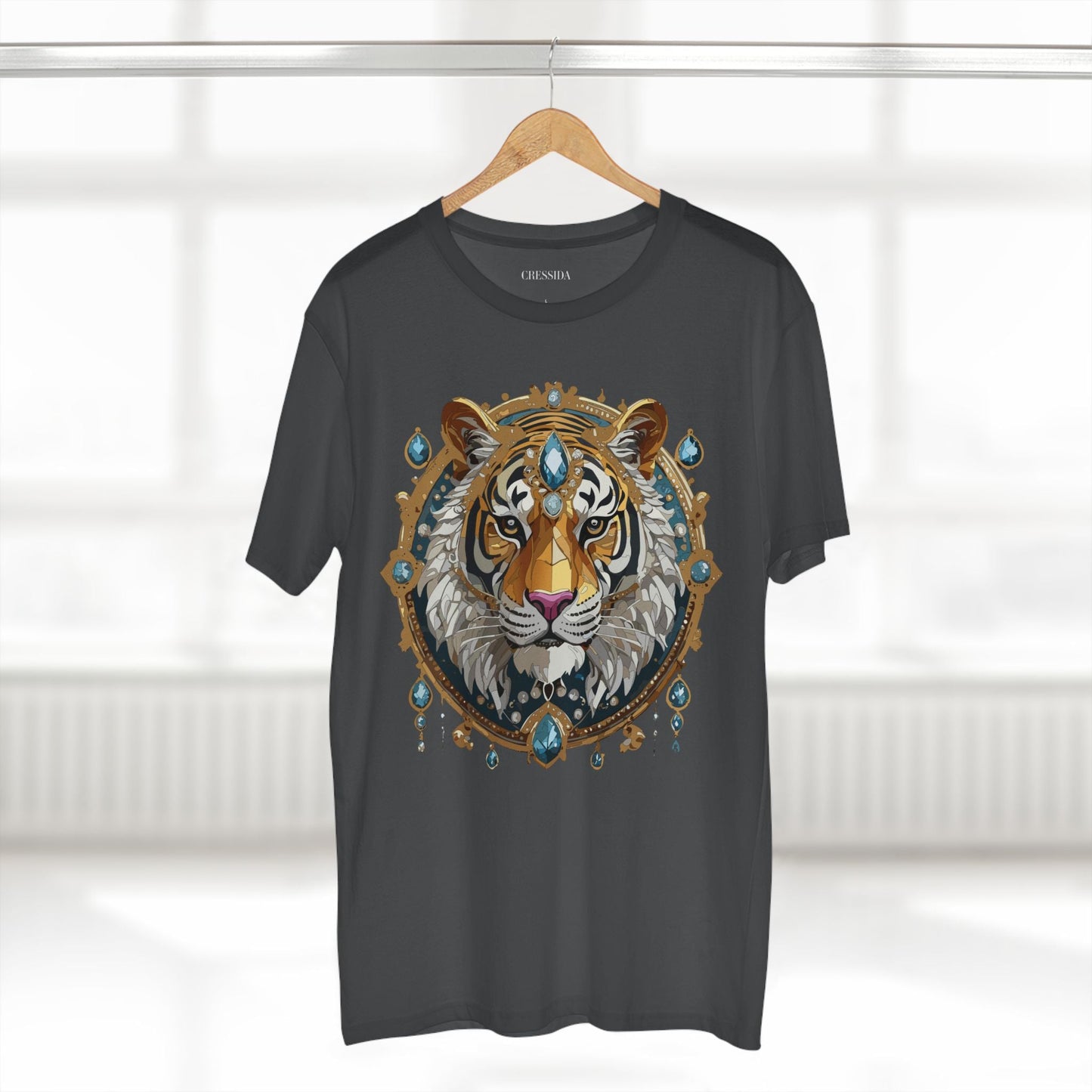 Tiger Graphic Unisex 100 Cotton Tee With Unique Animal Golden Medallion Art Design 51