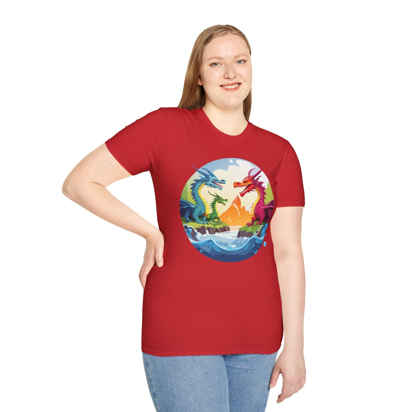 Dragon Graphic Unisex Cotton Softstyle Art Design Tee With Animals 18