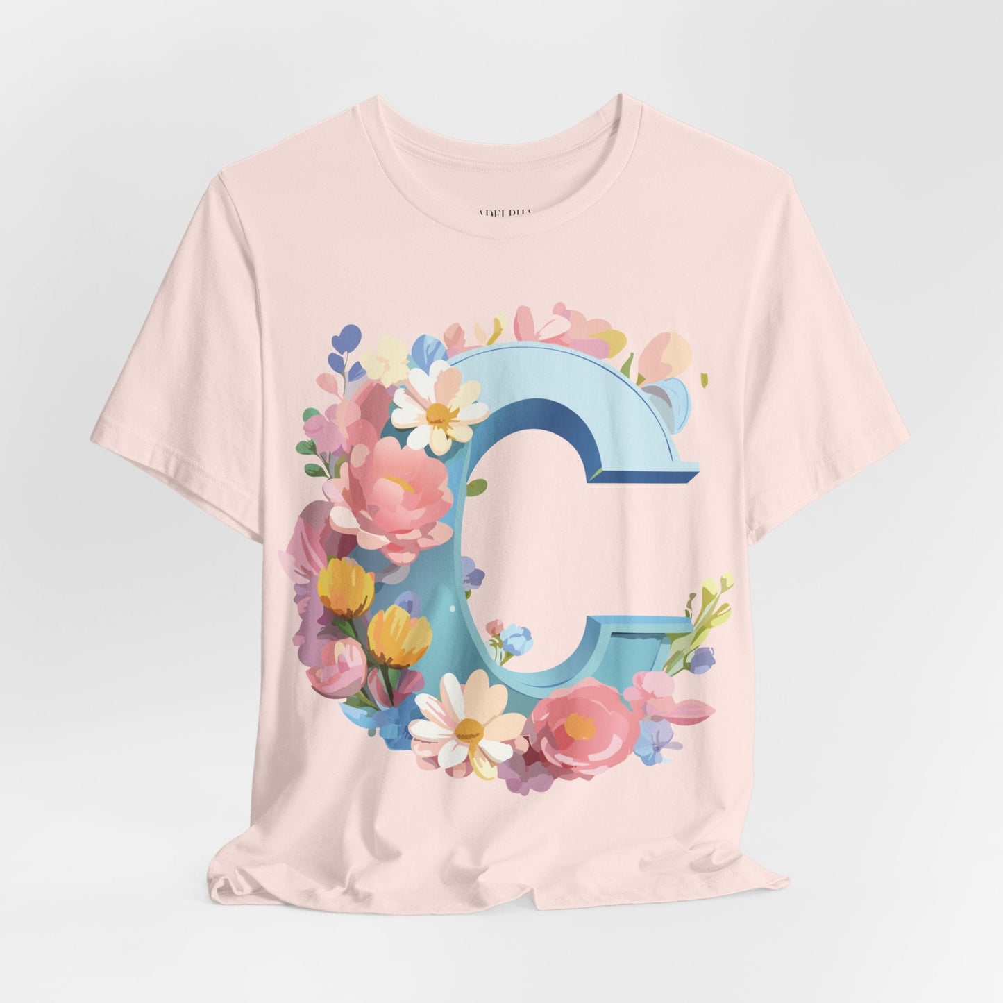 Letter C Shirt Graphic Tee Unisex Short Sleeve Vintage Art Adelpha Premium Quality