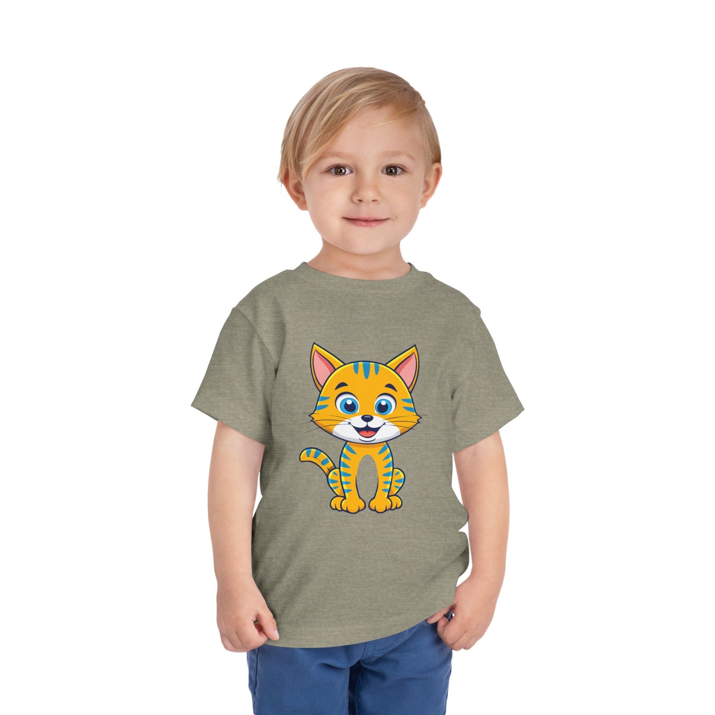 Bonita camiseta de manga corta para niños pequeños con gato: adorable camiseta con gráfico de gatito para niños (2 a 5 años)