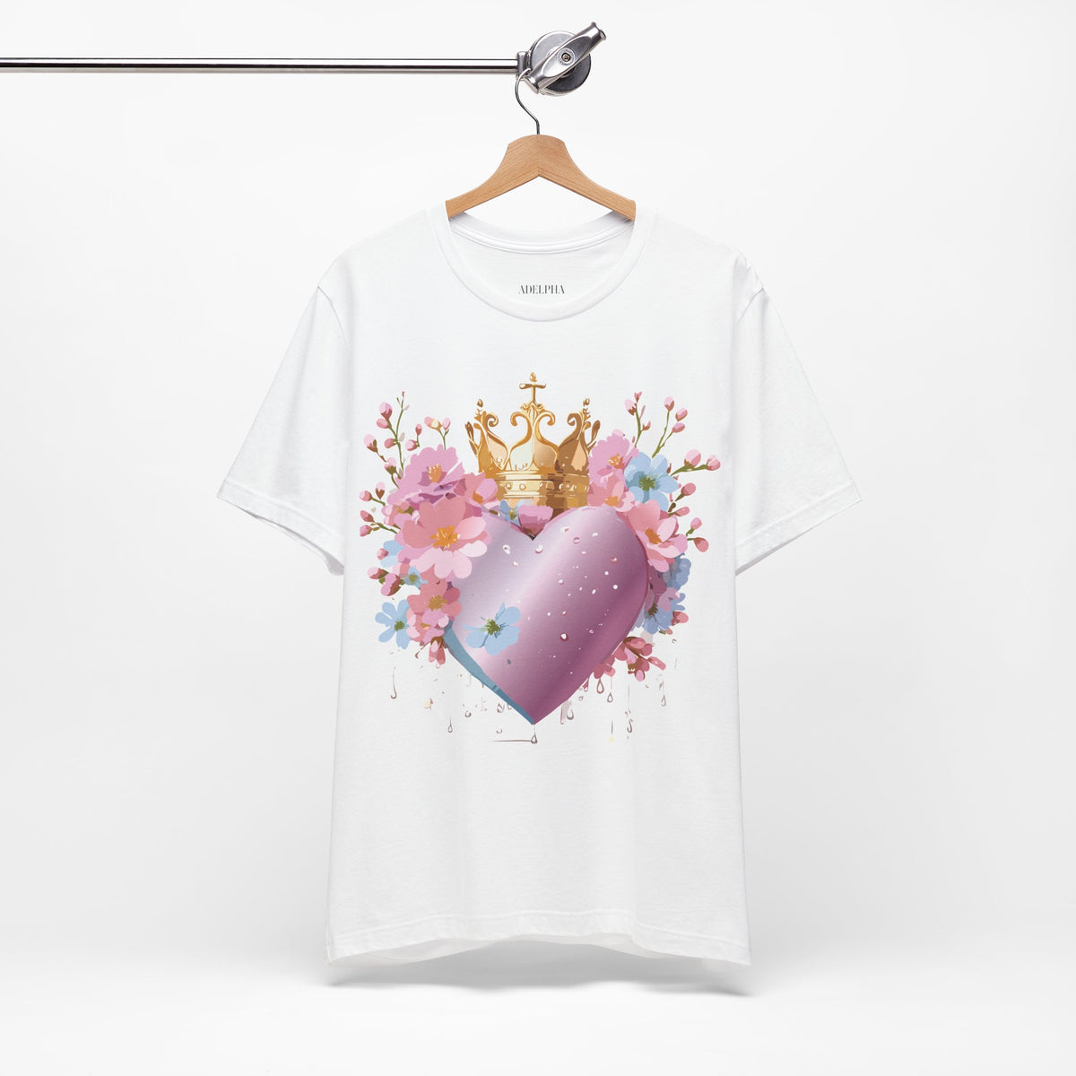 Valentine's Day Graphic Unisex Cotton Bella+Canvas Tee with Floral Art Design d132