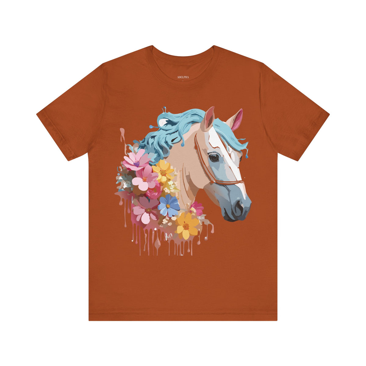 Horse Graphic Unisex Cotton Bella+Canvas Tee with Art Animal Design e305