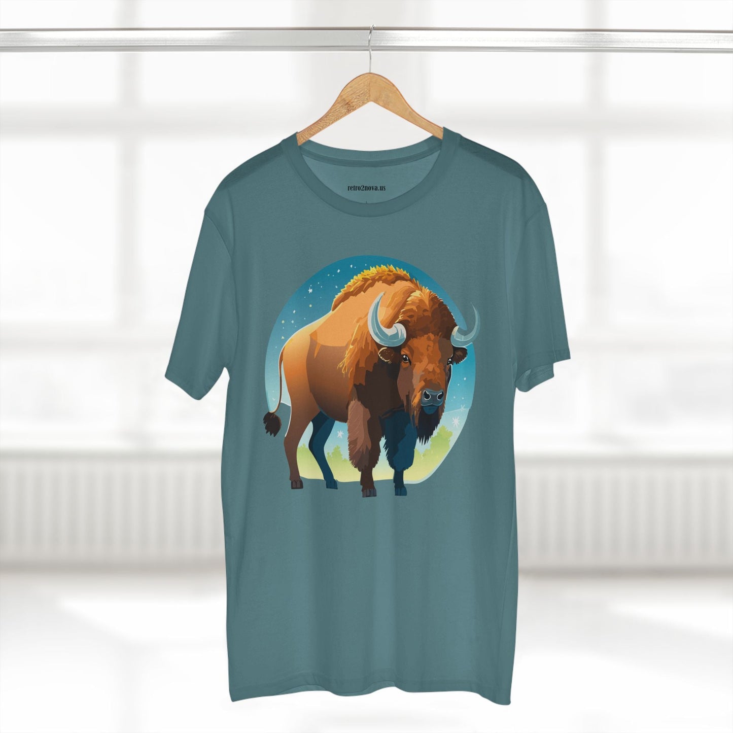 Unisex Premium Cotton Tee With Original Bison Art Design From Retro2Nova Art Collection Soft Breathable Everyday Comfort