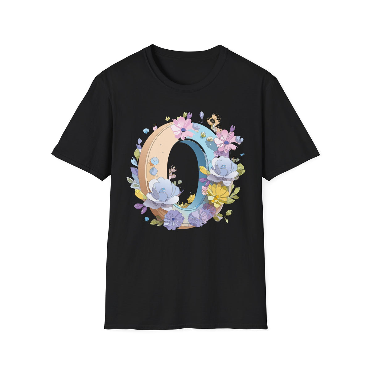 Floral Letter O Shirt | Monogram Initial O Tee, Pastel Flower Alphabet