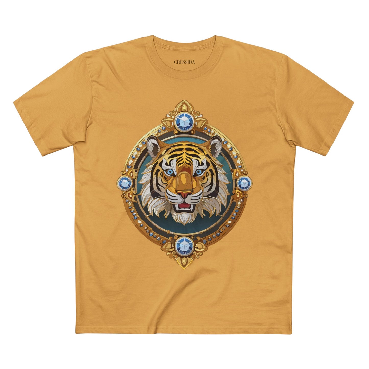 Tiger Graphic Unisex 100 Cotton Tee With Unique Animal Golden Medallion Art Design 6