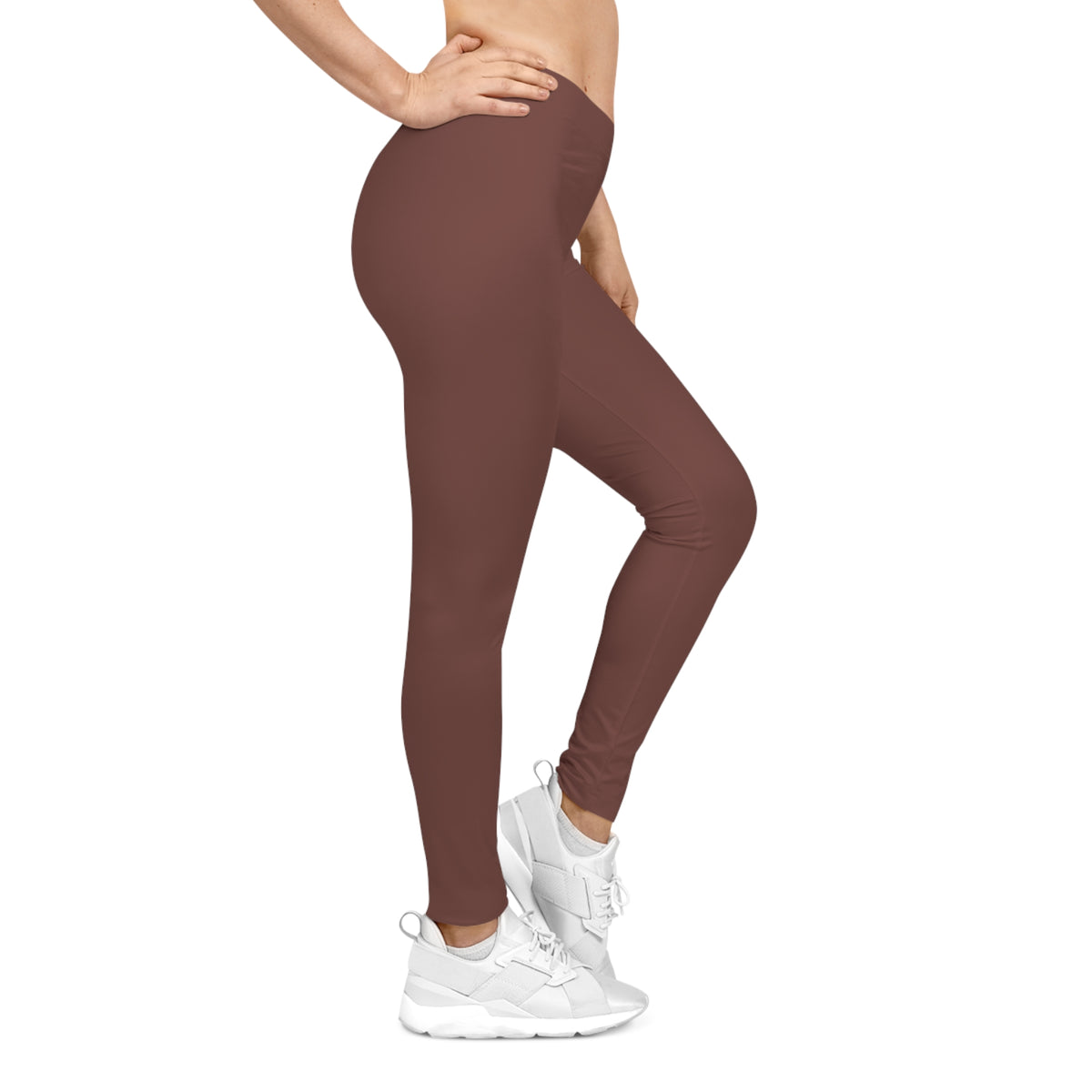 Dark Cooper Brown Color Women's Poly-Span Casual Leggings XS-2XL
