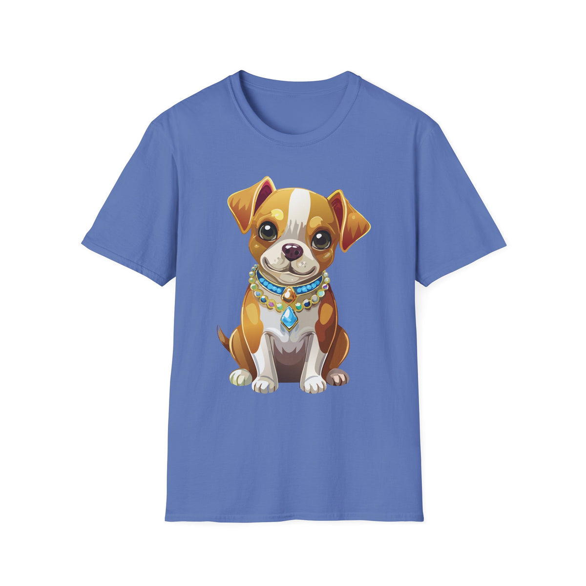 Cute Brown Puppy Illustration T-Shirt | Cartoon Dog Portrait, Pet Lover Tee