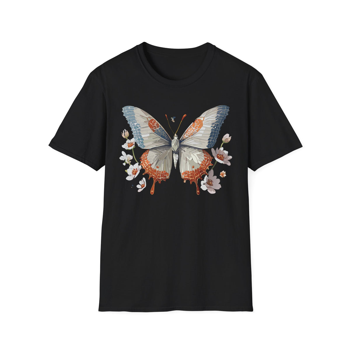 Vintage Botanical Butterfly T-Shirt | Floral Wings Illustration Graphic Tee Unisex 100 Cotton Gildan T-Shirt