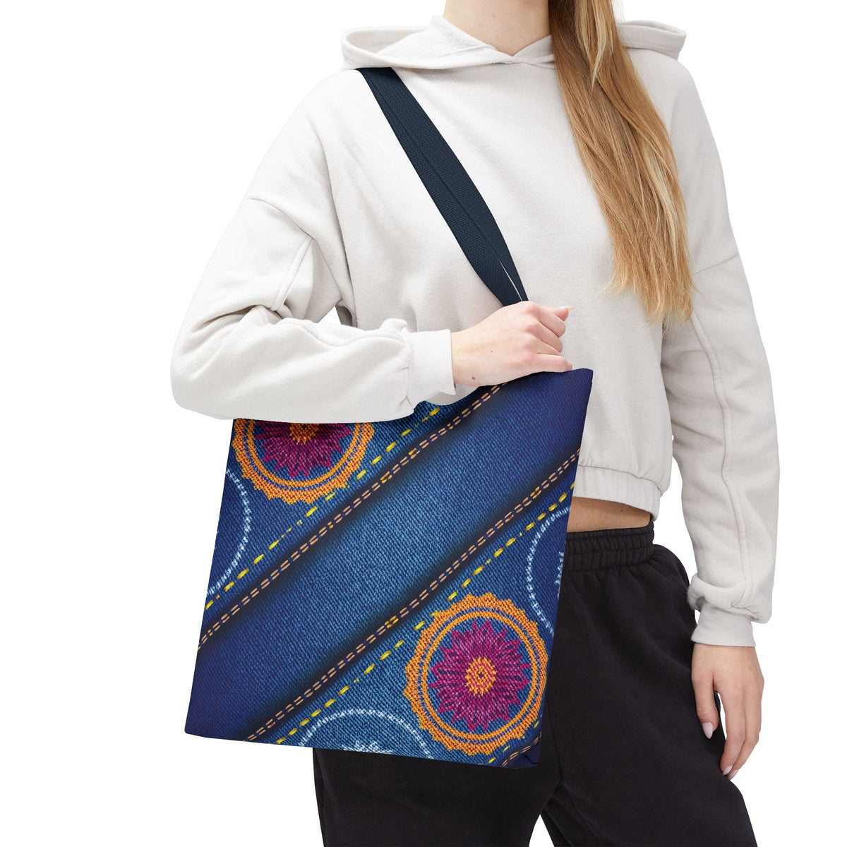 Diwali Graphic Denim Fabric Imitation Print Unisex Canvas Bag Poly Spun 3 Sizes Tote Bag 205-14