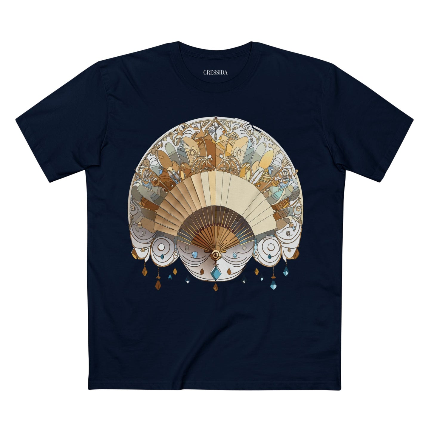 Antique Fan Graphic Design T-Shirt Unisex 100 Cotton Floral Carnival Artwork Tee 11