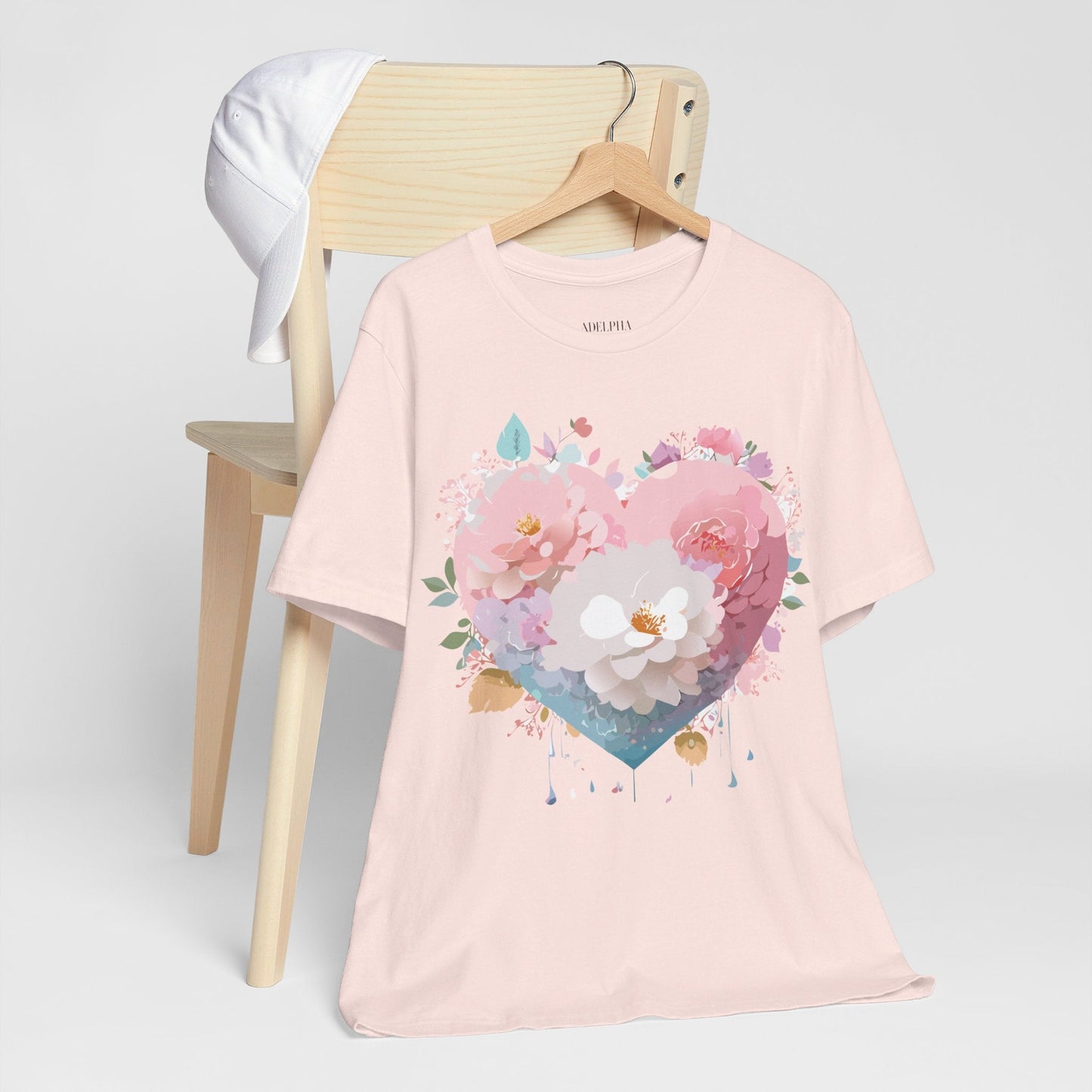 Valentine Day Graphic Unisex 100 Cotton Vintage Artwork with Love and Flower Design Tee 35
