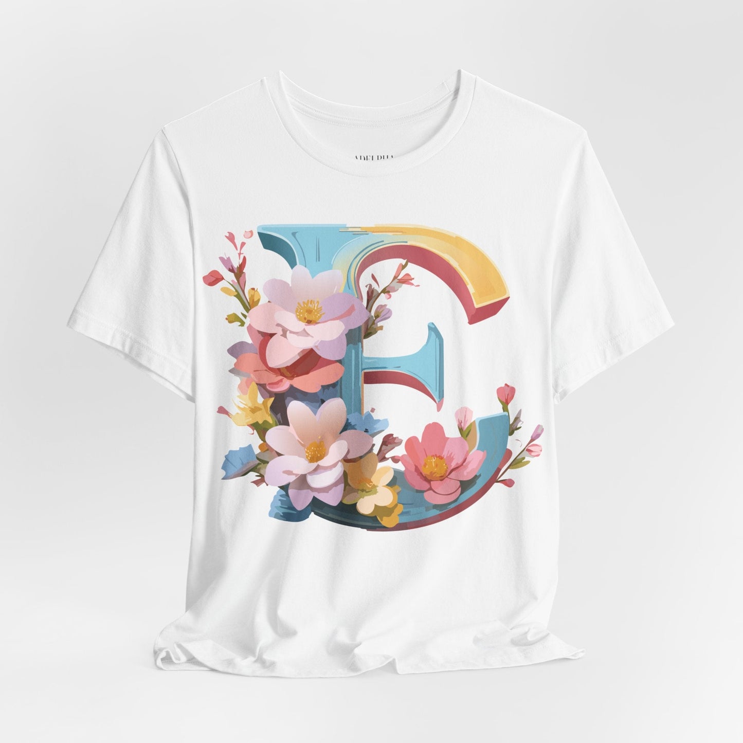 Letter E Unisex Graphic Tee Short Sleeve Vintage Inspired Art Design