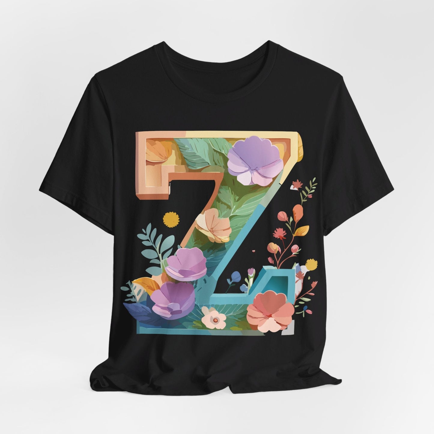 Letter Z Unisex Graphic Tee Vintage Inspired Artwork Jersey Short Sleeve