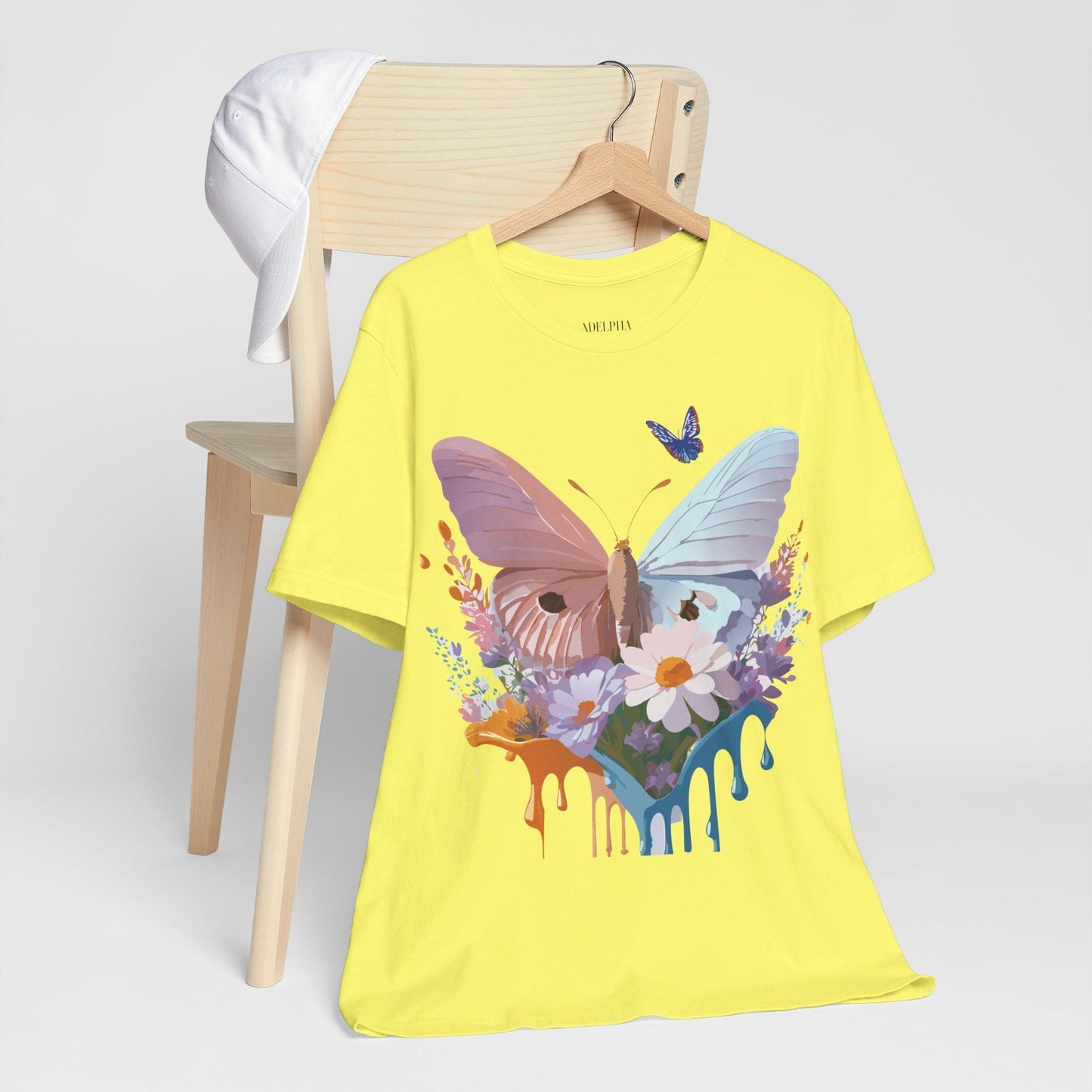 Butterfly Graphic Unisex 100 Cotton Lightweight Vintage Floral Design Jersey Tee 69