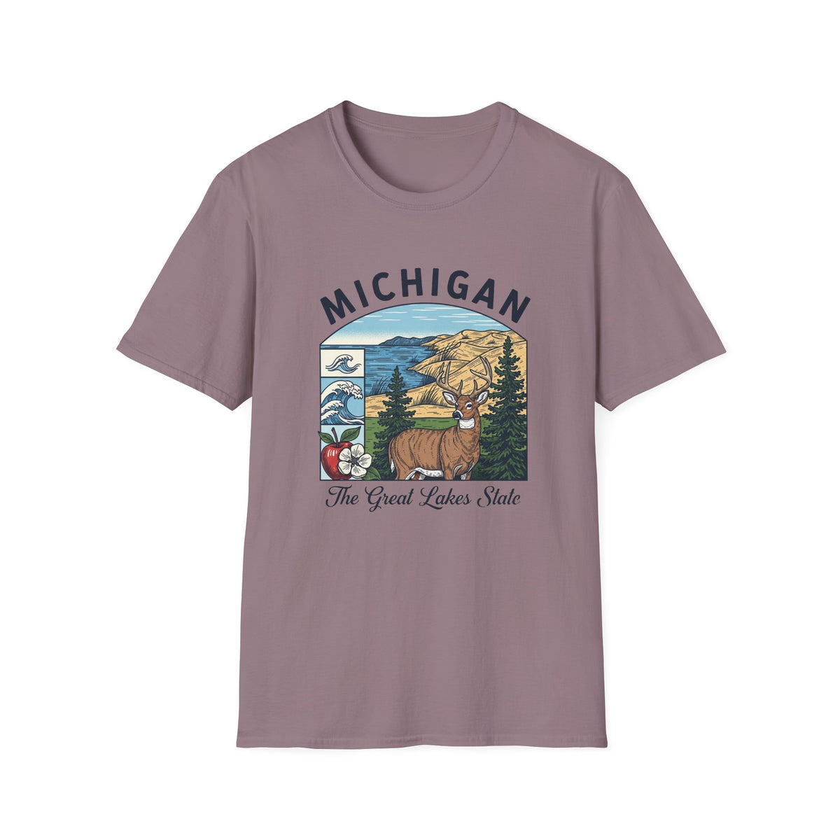 Michigan Scenic T-Shirt — Great Lakes State Vintage Travel Tourist Graphic Design Unisex 100 Cotton Gildan T-Shirt