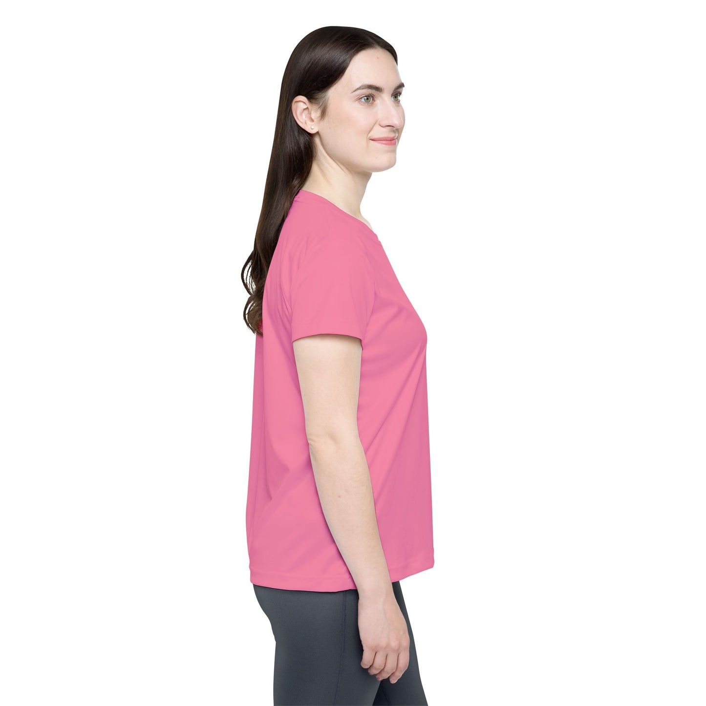 Bubblegum Tint Pink Women's Sports Jersey Short Sleeves 100% Poly Solid Pink Color Print Athletic Tee