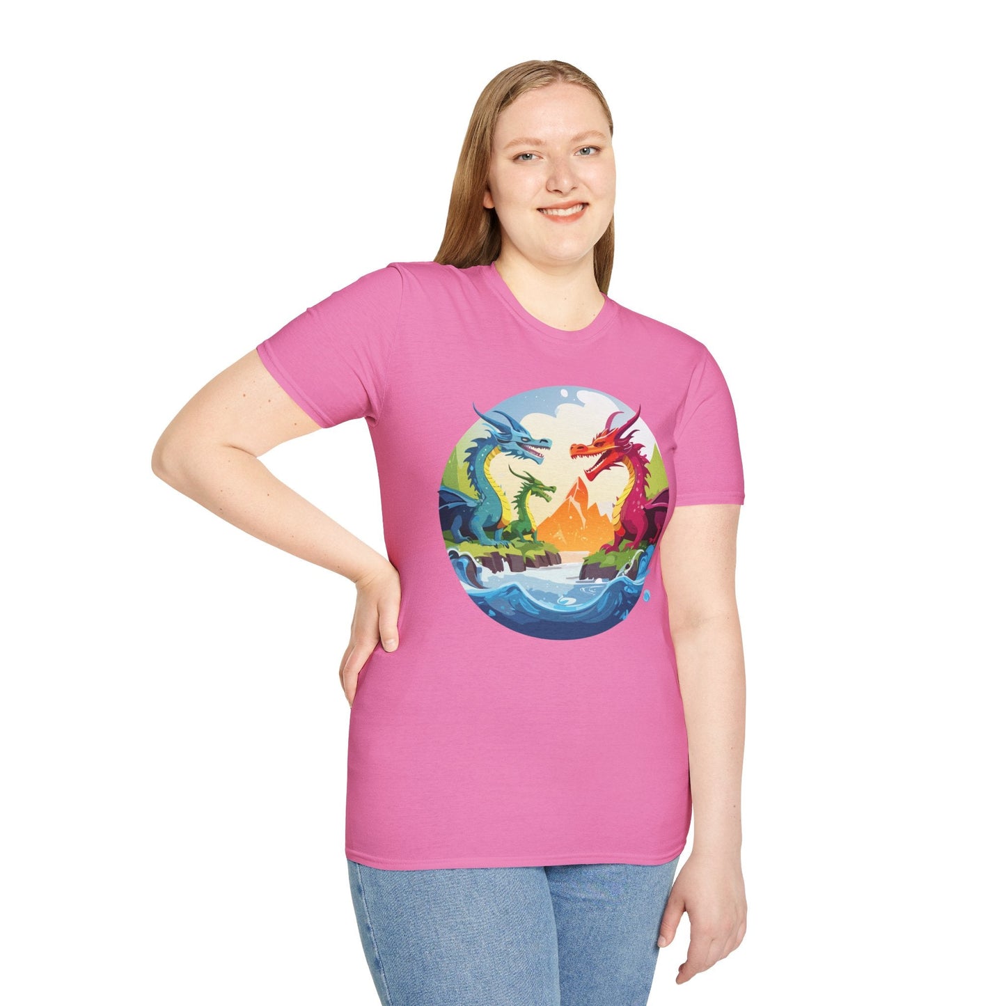 Dragon Graphic Unisex Cotton Softstyle Art Design Tee With Animals 18
