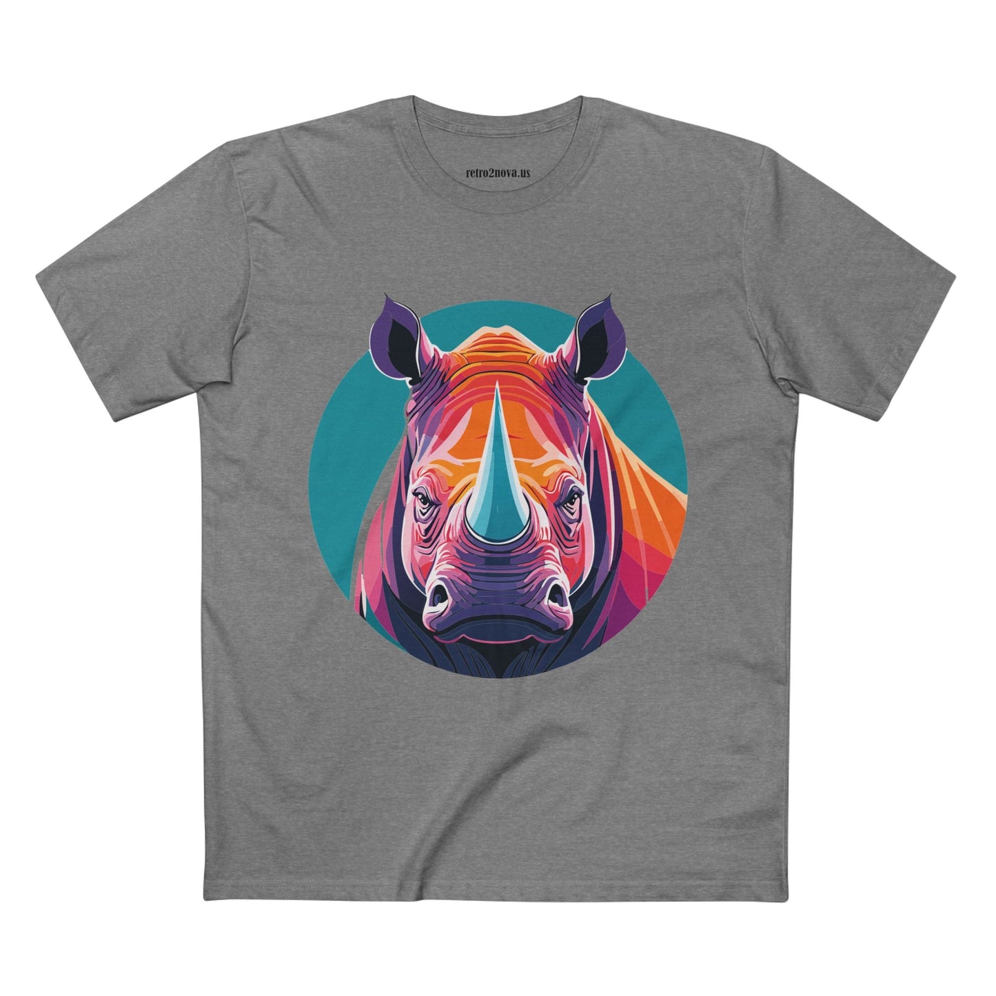 Rhino Animal Shirt Unisex Premium Cotton Tee With Original Art Design From Retro2Nova Art Collection Edition