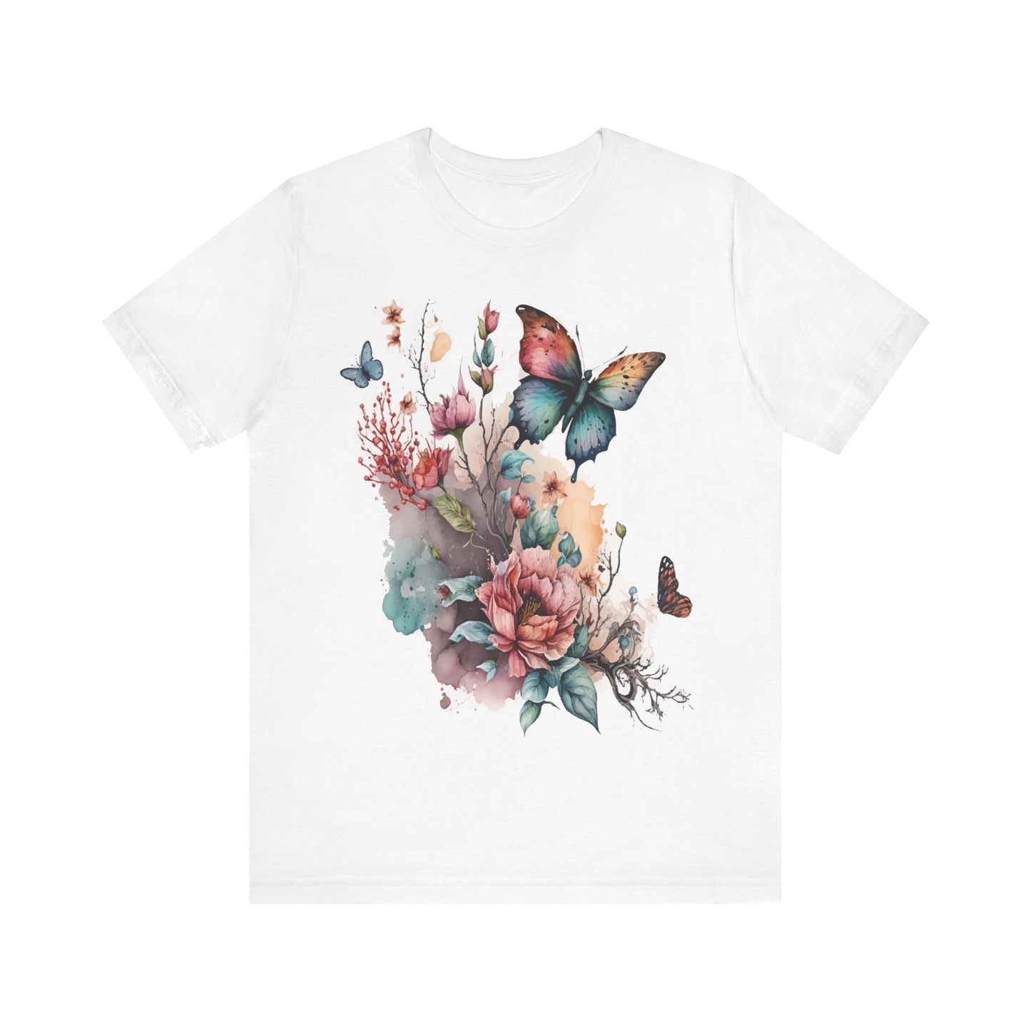 Cotton Tee Shirt with Butterfly Prints