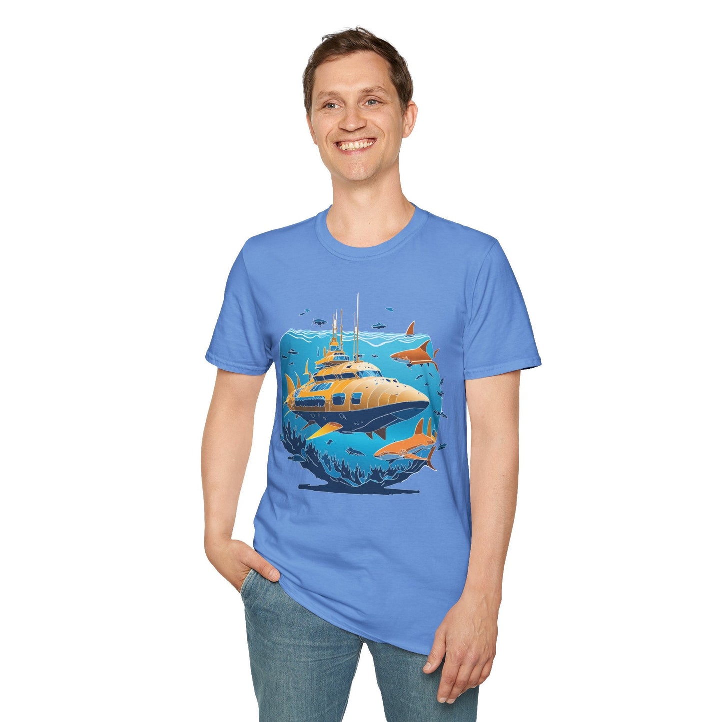 Ocean T Shirt Unisex Gildan Softstyle 64000 100 Percent Cotton Ring Spun U Boat Design Graphic
