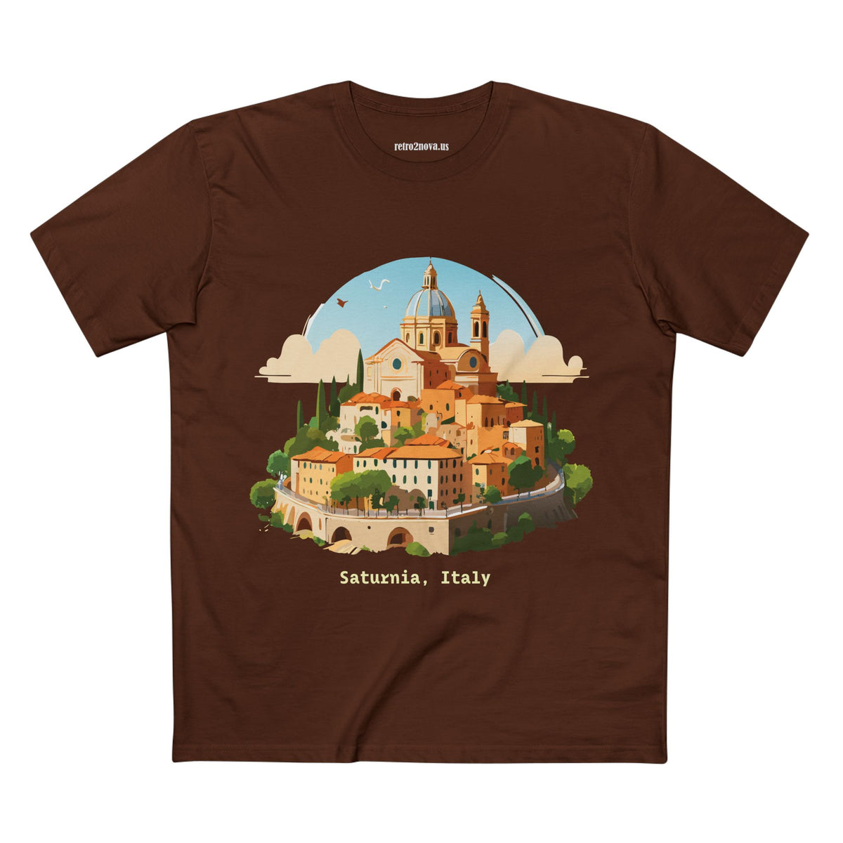 Saturnia Italy village illustration T-Shirt | Italian travel souvenir tee