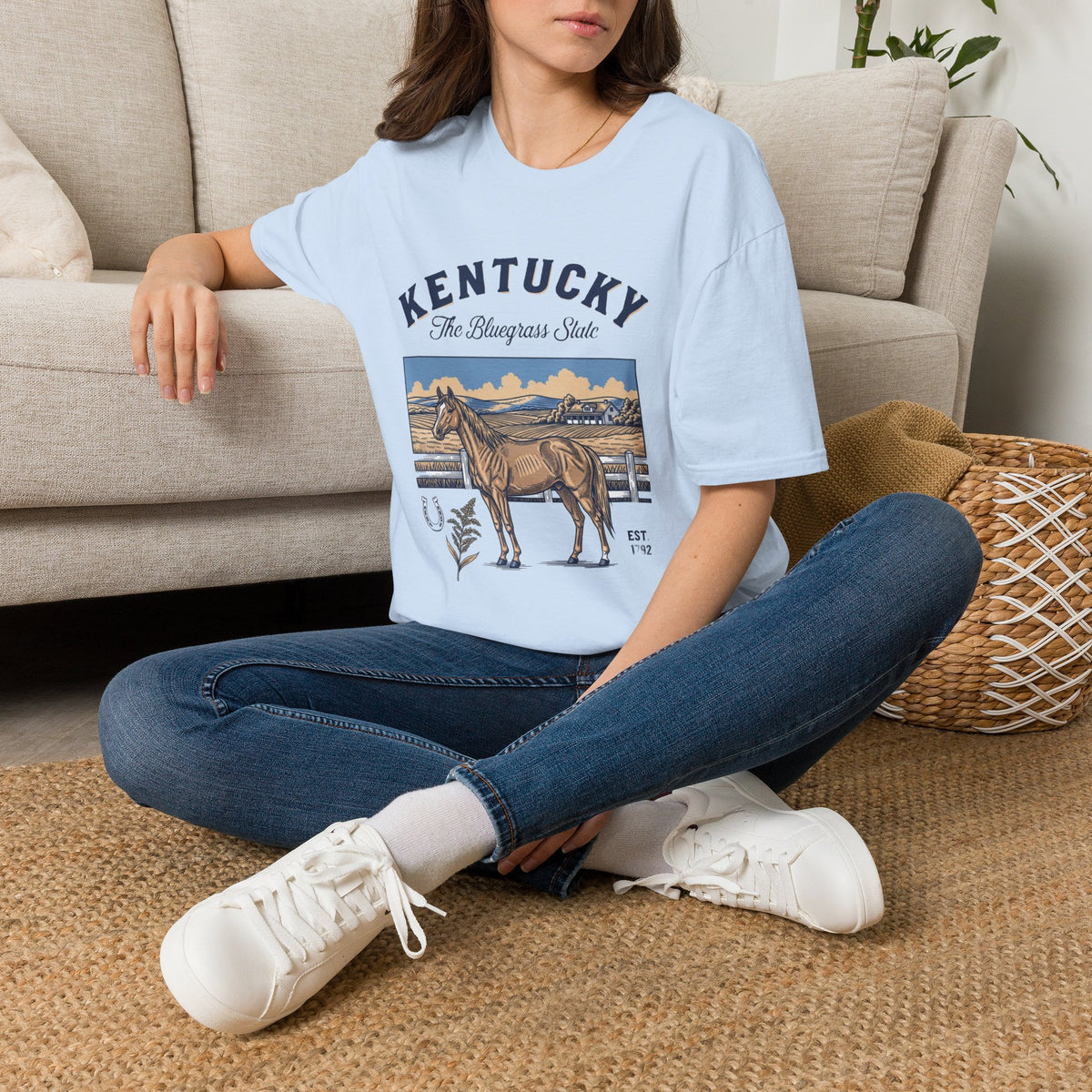 Kentucky Horse Vintage Graphic T-Shirt — The Bluegrass State Travel Tourist Graphic Tee Unisex 100 Cotton Gildan T-Shirt
